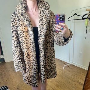 Cheeta print fur jacket